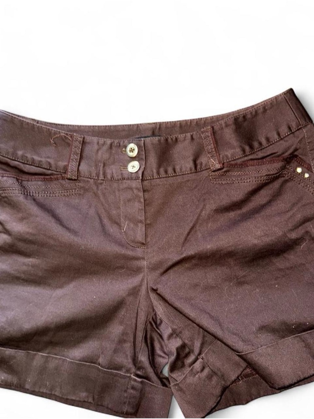 White House Black Market Dark Brown Cotton Blend Jean Shorts